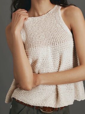 Pilcro Cream Open-Weave Knit Tank